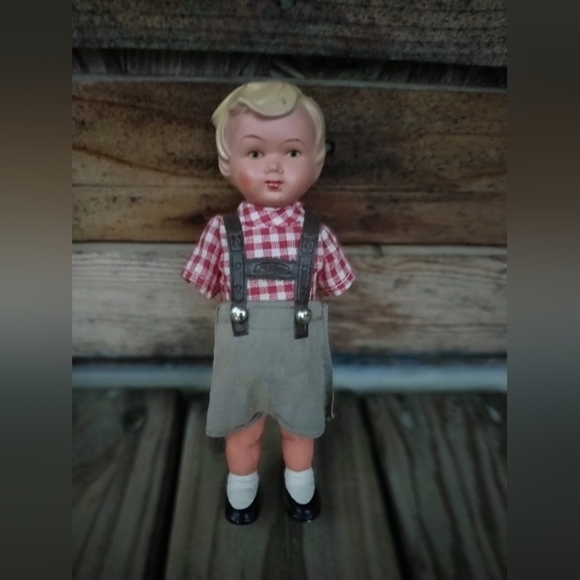 Vintage Celluloid Dancing German Boy Doll 1950s 50s Lederhosen - Picture 1 of 11